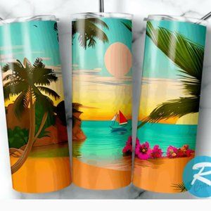 Spring Break & Summer TUMBLER CUP - 20 oz Stainless steel w Lid NWT -Cho…